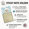 White and Cream Bichon Frise Coworker Watercolor Sticky Note Holder Refillable Dispenser Desk Accessory 3x3 Pad Gift