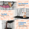 3-Level Metal Cat Cage Enclosure, Modular Pet Habitat with 3 Doors, 2 Ladders, Plush Hammock and Toy Ball for Small Indoor Animals