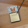Red Cardigan Welsh Corgi Coworker Watercolor Sticky Note Holder Refillable Dispenser Desk Accessory 3x3 Pad Gift
