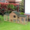 Deluxe 2 Story XL Wooden Rabbit Cage Outdoor 83' Big Bunny Hutch with Ladder And Run - Animal Shelter for Rabbits