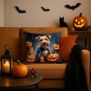 Airedale Terrier Puppy Halloween Throw Pillow Machine Washable, Indoor Outdoor Decorative Pillow for Couch, Bed or Patio, 18Hx18W