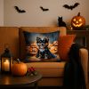 Balck and Tan Pomeranian Puppy Halloween Throw Pillow Machine Washable, Indoor Outdoor Decorative Pillow for Couch, Bed or Patio, 18Hx18W