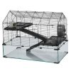Hamster Cage, 360° Viewing Transparent Hamster Habitats, Small Animal Cage, 29.5 x 17.3 x 24 in, Ventilated Pet Mouse Cages with Water Bottle