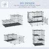 39 Pcs Small Animal Cage Bunny Hutch Portable Metal Wire with Ramps for Kitten Chinchilla, Black