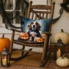 Basset Hound Puppy Halloween Throw Pillow Machine Washable, Indoor Outdoor Decorative Pillow for Couch, Bed or Patio, 18Hx18W
