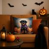 Rottweiler Puppy Halloween Throw Pillow Machine Washable, Indoor Outdoor Decorative Pillow for Couch, Bed or Patio, 18Hx18W