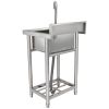 Stainless Steel Utility Sink, 1 Compartment Free Standing Small Sink Include Faucet & legs, 16 x 13 x 8.7 in Commercial Single Bowl Sinks for Garage