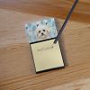White and Cream Bichon Frise Coworker Watercolor Sticky Note Holder Refillable Dispenser Desk Accessory 3x3 Pad Gift