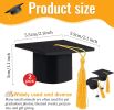 2 Pack Mini Graduation Caps with Yellow Tassels, Small Animal Bachelor Hats for Cats and Dogs
