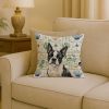 Boston Terrier Coastal Sea Glass Throw Pillow Decorative Indoor Outdoor Accent Cushion for Couch, Bed or Patio, 18Hx18W