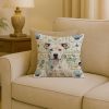 White American Staffordshire Terrier Coastal Sea Glass Throw Pillow Decorative Indoor Outdoor Accent Cushion for Couch, Bed or Patio, 18Hx18W