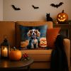 Cavalier Spaniel Puppy Halloween Throw Pillow Machine Washable, Indoor Outdoor Decorative Pillow for Couch, Bed or Patio, 18Hx18W