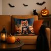 Pomeranian Puppy Halloween Throw Pillow Machine Washable, Indoor Outdoor Decorative Pillow for Couch, Bed or Patio, 18Hx18W