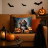 Basset Hound Puppy Halloween Throw Pillow Machine Washable, Indoor Outdoor Decorative Pillow for Couch, Bed or Patio, 18Hx18W