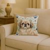 Fawn Pekingese Coastal Sea Glass Throw Pillow Decorative Indoor Outdoor Accent Cushion for Couch, Bed or Patio, 18Hx18W