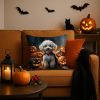 White Poodle Puppy Halloween Throw Pillow Machine Washable, Indoor Outdoor Decorative Pillow for Couch, Bed or Patio, 18Hx18W