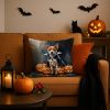 Basenji Puppy Halloween Throw Pillow Machine Washable, Indoor Outdoor Decorative Pillow for Couch, Bed or Patio, 18Hx18W