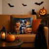 Tricolor Papillon Puppy Halloween Throw Pillow Machine Washable, Indoor Outdoor Decorative Pillow for Couch, Bed or Patio, 18Hx18W
