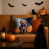 Chocolate Labradoodle Puppy Halloween Throw Pillow Machine Washable, Indoor Outdoor Decorative Pillow for Couch, Bed or Patio, 18Hx18W