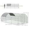 Galvanized Large Metal Chicken Coop Cage Walk-in Enclosure Poultry Hen Run House Playpen Rabbit Hutch with Cover for Outdoor Backyard 9.2' x 18.7' x 6