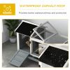 Wooden Rabbit Hutch with Wheels, Run, Slide-out Tray for Small Animals, Guinea Pig, Blue