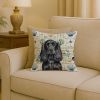 Black English Cocker Spaniel Coastal Sea Glass Throw Pillow Decorative Indoor Outdoor Accent Cushion for Couch, Bed or Patio, 18Hx18W