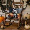 White Pomeranian Puppy Halloween Throw Pillow Machine Washable, Indoor Outdoor Decorative Pillow for Couch, Bed or Patio, 18Hx18W
