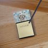 White with Gray Coton de Tulear Coworker Watercolor Sticky Note Holder Refillable Dispenser Desk Accessory 3x3 Pad Gift