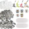 500 Sets 2.25 inch 58mm Pin Back Button Parts, DIY Round Button Badge Parts, Set Includes Metal Top, Plastic/Metal Button, Clear Film