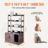 Cat Litter Box Enclosure, Hidden Litter Box Furniture with 3 Storage Shelves, Wooden Cat Washroom Indoor