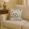 White Havanese Coastal Sea Glass Throw Pillow Decorative Indoor Outdoor Accent Cushion for Couch, Bed or Patio, 18Hx18W