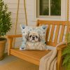 Fawn Pekingese Coastal Sea Glass Throw Pillow Decorative Indoor Outdoor Accent Cushion for Couch, Bed or Patio, 18Hx18W
