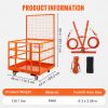 Forklift Safety Cage, 1400lbs Load Capacity, 43'' x 45'' Forklift Work Platform with Safety Harness & Lock, Drain Hole & Wheels & Tool Basket