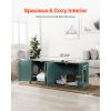 Cat Litter Box Enclosure for Multi Cats, 47.2 in Hidden Litter Box Cabinet with 4 Rattan Doors & 2 Entries, Indoor Cat Washroom