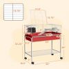Two-Story Small Animal Cage Removable from Stand, Pet Habitat with Shelf & Wheels, 33" x 18.5" x 35", Red