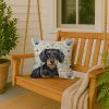 Wirehaired Black and Tan Dachshund Coastal Sea Glass Throw Pillow Decorative Indoor Outdoor Accent Cushion for Couch, Bed or Patio, 18Hx18W