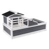 3-Room Tortoise House,Tortoise Habitat with Balcony & 2 Stories, Wooden Tortoise Enclosure Indoor & Outdoor with Ramp, Tray, Openable Roof