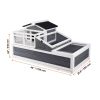 3-Room Tortoise House,Tortoise Habitat with Balcony & 2 Stories, Wooden Tortoise Enclosure Indoor & Outdoor with Ramp, Tray, Openable Roof