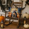 Yellow Labrador Retriever Puppy Halloween Throw Pillow Machine Washable, Indoor Outdoor Decorative Pillow for Couch, Bed or Patio, 18Hx18W