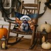 White Poodle Puppy Halloween Throw Pillow Machine Washable, Indoor Outdoor Decorative Pillow for Couch, Bed or Patio, 18Hx18W