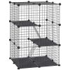 39 Pcs Black Small Animal Cage Bunny Hutch Portable Metal Wire Construction with Ramps for Kitten Chinchilla And Other Pets
