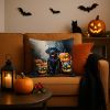 Black Labrador Retriever Puppy Halloween Throw Pillow Machine Washable, Indoor Outdoor Decorative Pillow for Couch, Bed or Patio, 18Hx18W