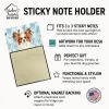 White with Red Papillon Coworker Watercolor Sticky Note Holder Refillable Dispenser Desk Accessory 3x3 Pad Gift