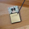 Black and White Japanese Chin Coworker Watercolor Sticky Note Holder Refillable Dispenser Desk Accessory 3x3 Pad Gift