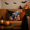 Yorkshire Terrier Puppy Halloween Throw Pillow Machine Washable, Indoor Outdoor Decorative Pillow for Couch, Bed or Patio, 18Hx18W