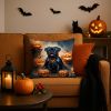 Black Pug Puppy Halloween Throw Pillow Machine Washable, Indoor Outdoor Decorative Pillow for Couch, Bed or Patio, 18Hx18W