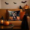 Corgi Puppy Halloween Throw Pillow Machine Washable, Indoor Outdoor Decorative Pillow for Couch, Bed or Patio, 18Hx18W