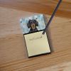 Longhaired Black and Tan Dachshund Coworker Watercolor Sticky Note Holder Refillable Dispenser Desk Accessory 3x3 Pad Gift