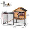 Wood-Metal Large Rabbit Hutch Bunny Cage Pet House Small Animal Habitat with Slide-Out Tray, Lockable Door, Water-Resistant Asphalt Roof