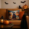 Doberman Pinscher Puppy Halloween Throw Pillow Machine Washable, Indoor Outdoor Decorative Pillow for Couch, Bed or Patio, 18Hx18W